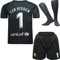 NIHMEX Barcelona TER Stegen Kinder Torwart Trikot Fußball #1, Neu Saison, Shorts Socken Torwarttrikot (Schwarz,30)