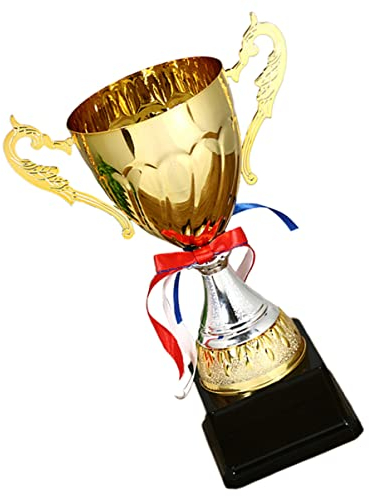 Golden Metal Trophy Cup 24Cm - Ideal for Sports Matches, School Tournaments, and Party Prizes