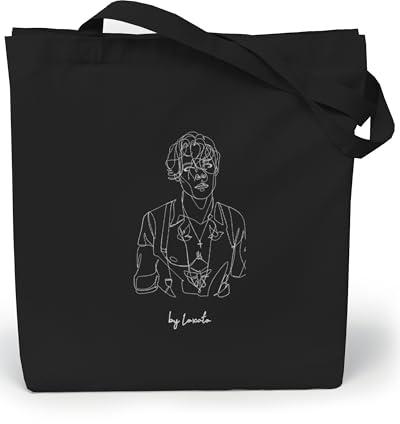 Loxato Jutebeutel - Schwarz Bedruckt, Stoffbeutel B35 x H42 x T8 cm - 100% Baumwolltasche - Einkaufstasche - Damen Shopper