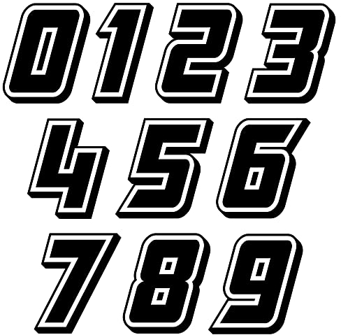 Autodomy Pack 10 Unita Numeri Adesivi per Moto Cross 10x6,5 cm | Adesivi Numeri Moto Resistente Pioggia e al Sole | Adesivo Numero Auto, Scooter,Casco e Quads ATV Facile Installazione | Colore Nero