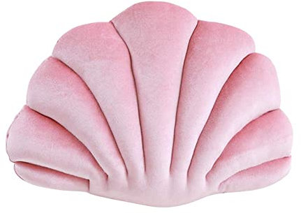 SHANGMAOYO Kissen in Muschelform, Kissen in Muschelform, Samt, gemütliches, solides Überwurfkissen, Meeresprinzessin, dekoratives Kissen in Muschelform,für Heimdekoration (12.6 x 9.9 Zoll, Rosa)