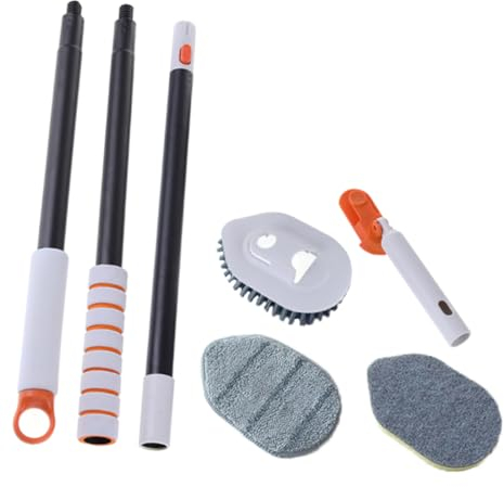 CLISPEED 1 Jeu Brosse à Plancher Autolaveuse De Brosse à Récurer avec Manche Extensible Brosse à Récurer à Manche Extensible Brosse De Boule De Nettoyage Tuile en Céramique Plastique