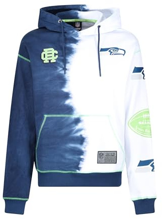 Recovered Seattle Seahawks NFL Ink Dye Effect Dunkelblau auf Weiß Hoody - S