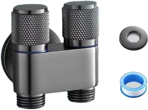 WOZLO Vanne équerre double pour WC, robinet double sortie 1 en 2, robinet double lave-linge, vanne de dérivation 3 voies, acier inoxydable, convient pour cuisines, salles de bains, jardins, hôtels,