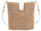 Sac à bandoulière en paille pour femme - Fait à la main - En rotin - Avec sangles en cuir tissé à la main - Pochette de paille, Blanc - L, Taille unique