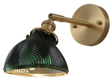 LUOYAOB Wandleuchten Vintage Grünes Glas Wandleuchter Bauernhaus Schlafzimmer Messing Wandleuchte Badezimmer Dekoration Drehbare Wandleuchte for Wohnzimmer Flur