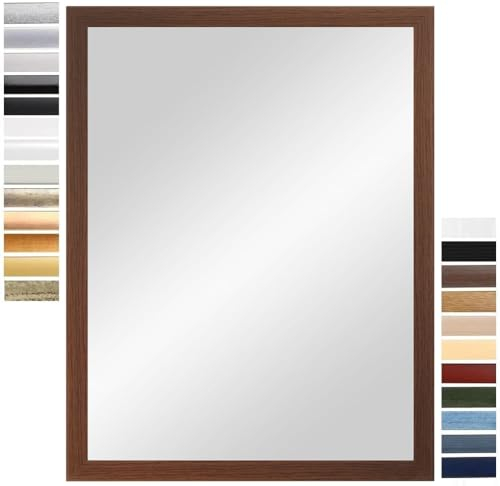 PrimeLuxe Wandspiegel 80 x 80 cm (Außenmaß) quadratisch in Wenge Braun | Farbe und Größe wählbar | Ganzkörperspiegel | Bad & Flur Spiegel | mit Holz Rahmen | Made IN Germany