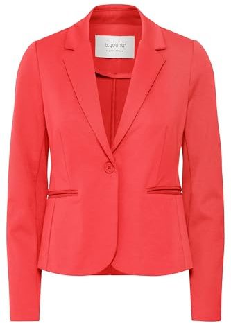 b.young BYRizetta Damen Blazer Jackenblazer Anzugsblazer mit Stretch Reverskragen 1-Knopf-Form Paspeltaschen Slim fit, Größe:42, Farbe:Poinsettia (171654)