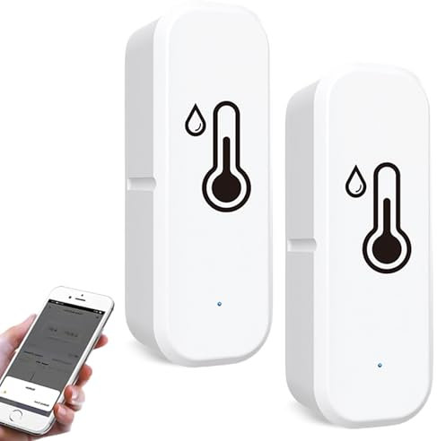 WIYETY Bluetooth Thermo Hygrometer: 2 Stück WiFi Hygrometer Thermometer Sensor, Thermometer Hygrometer für Zuhause, GewächshausLuftfeuchtigkeitsmesser mit Remote App Benachrichtigungsalarm