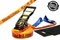 Slack-Liners 4 Teiliges Slackline-Set ORANGE - 50mm breit, 25m lang - mit Langhebelratsche Made in Germany