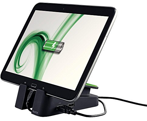 Leitz 2 Port USB Charging Tablet Stand with Micro USB Cable, Complete Range 62280095 - Black
