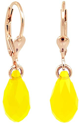 Ohrringe Rosegold Gelb Tropfen Kristalle Yellow Opal 925 Sterling Silber NOBEL SCHMUCK