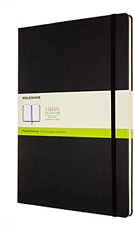 Moleskine - Klassisches Blanko Notizbuch - Notizheft mit Hardcover und elastischem Verschluss - Maße A4 21 x 29.7 cm - Farbe Schwarz, 192 Seiten