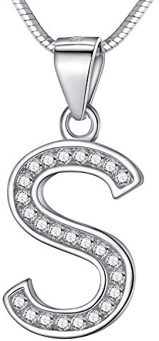 Morella Damen Buchstabenhalskette Halskette und Anhänger Buchstabe S aus 925 Silber rhodiniert 45 cm lang