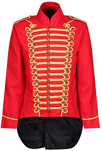Ro Rox Men's Parade Jacket Marching Band Drummer Gothic Tailcoat - Red & Gold (S)