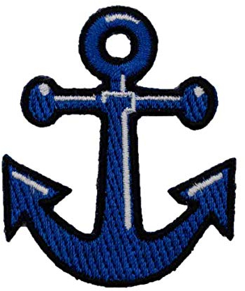 Café Viereck ® Anker Marine Patch Gestickt mit Klett – 4,5 cm x 5,5 cm