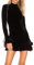 R.Vivimos Autumn Winter Women Long Sleeve Velvet Bodycon Mini Dress Mock Neck Ruffle Sexy Short Dress(Large,Black)