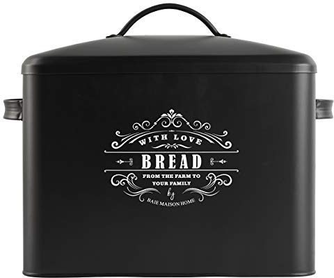 Extra Large Black Bread Box,Bread Boxes for Kitchen Counter Holds 2+ Loaves for All Your Bread Storage, Vintage Kitchen, Rustic (Bread Box)