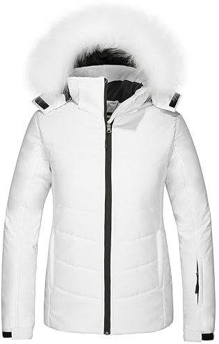 Skieer Women's Mountain Skiing Jacket Waterproof Snow Coat Outdoor Windbreaker(White,Medium)