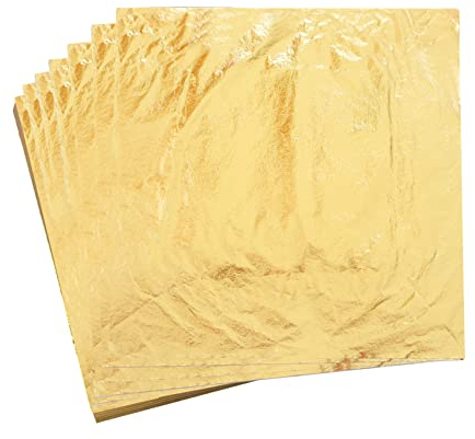 KINNO 100 Blattgold Imitation Blattgold zum Basteln Schlagmetall Kunstprojekt, Vergoldungsmalerei Dekoration 14x14 cm