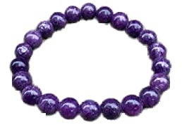 WORLD WIDE GEMS 8mm Stretchable Purple Purpurite Bracelet Round, Smooth 7 for Mens, Womens, gf, bf & Adult.