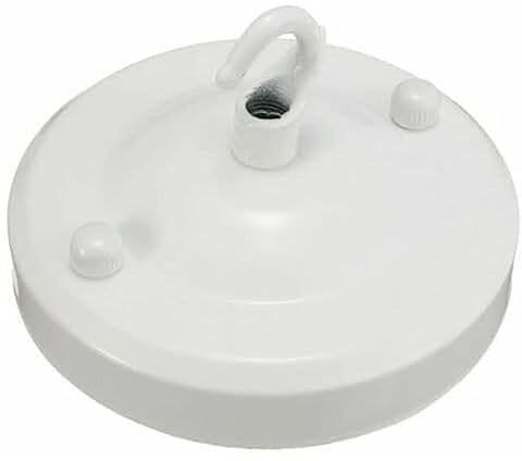 LEDSone Vintage Single Out White Ceiling Rose Hook Plate for Light Fitting Chandelier, 108mm Metal Antique Side Fitting Ceiling Plate with Accessories for Ceiling and Wall Lamp