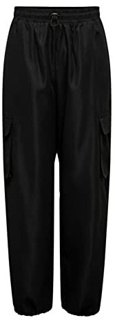 ONLY Pantalones de Carga Pantalones Informales Pantalones Paperback de Tela ONLCASHI, Color:Negro, Talla:L / 32L, Largo de la Pierna:L32