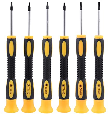 Magnetic Screwdriver Set of 6, Torx Star Head Screwdriver Set Professional Screwdriver Kit in Different Sizes Small Screwdriver Kit for Jewellers Watch Electronics(Yellow)