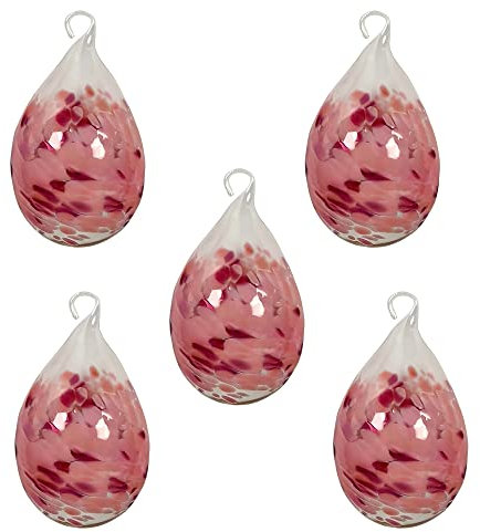 Lauschaer Glas Ostereier aus Glas mit Granulat Verschiedene Größen und Sets mundgeblasen handgeformt (5, opalrosa mit rubinrot)