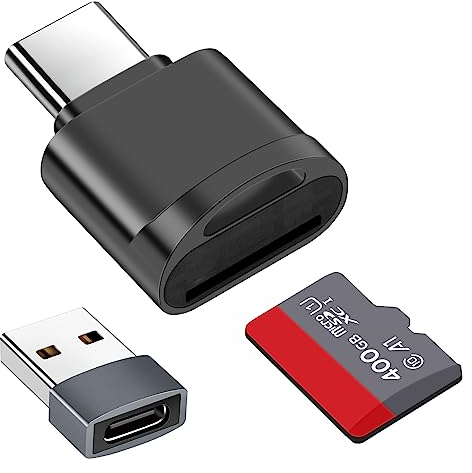 TF Kartenleser, Micro SD Kartenleser, Typ C TF Speicherkartenleser Adapter mit USB C auf USB Adapter, Kompatibel mit Laptops, MacBook, Samsung Galaxy (Grau)