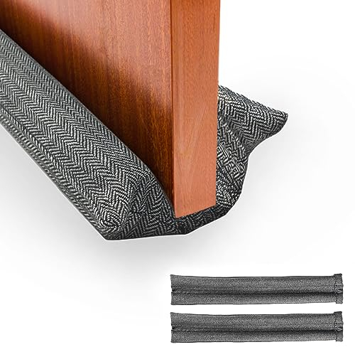PACK 2 Burletes de Tela para Puertas y Ventanas. Burlete Doble Reutilizable, Lavable, Aislante de Ruidos, Frío, Viento, Luz, Polvo, Polen, Insectos. Ajustable entre 80-90 cm.