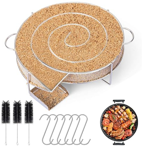 Mture Kaltrauchgenerator Räucherschnecke, Rund Rauchgenerator Kaltraucherzeuger, Rauchgenerator für Räucherofen mit Bürste und Haken, Cold Smoker für Kugelgrill Smoker und Räucherofen
