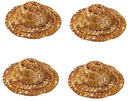 Amosfun 8 Stk Handgewebter Strohhut Schmuckzubehör Zum Selbermachen Mini-craft-hüte Klein Mini-partyhüte -hüte Dekorationen -strohhüte Zum Basteln -kappe Handbuch Bambus Puppe