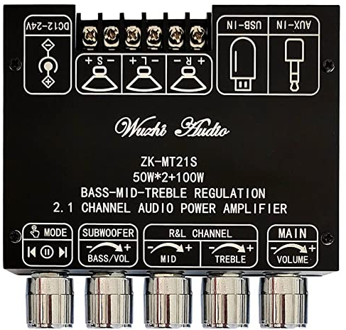 Brensty -MT21S 2X50W+100W 2.1 Kanal Subwoofer Digital Power VerstäRker Board AUX 12V 24V Audio Stereo Bluetooth 5.1 Bass