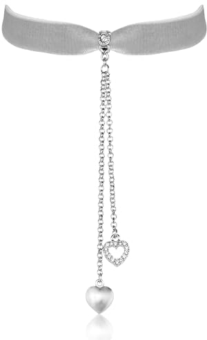 LUISIA® Samt Kropfband Mattea mit Kristallen von Swarovski® 48206 | Grau - mit Herz Ketten