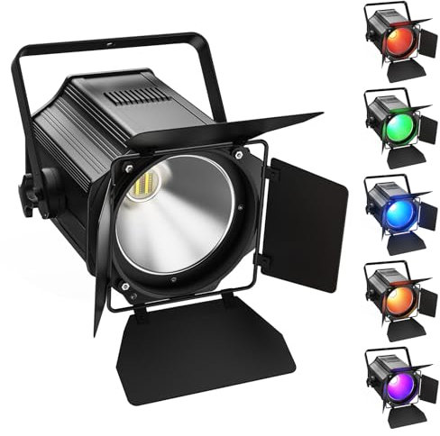 Oloaxolx 200 W Projecteur LED Par COB 6 en 1 RGBWA+UV DJ avec volets de blindage, lumière de scène blanc chaud-froid avec DMX512/voiture/éclairage disco sonore pour fête concert église mariage théâtre