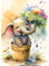 BOWETILE 5D Diamond Painting Bilder, Diamant Painting Elefant und Blume, Diamond Painting Set für Erwachsene Kinder, Komplettes DIY Diamond Art Malen Stickset, Kreuzstichbilder für Wohnkultur 30x40 cm