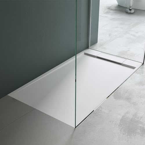 Mai & Mai Receveur de Douche Blanc Rectangulaire 90x140x4cm | Fabriqué en Résine, Bac à Douche Extra-plat, Receveur Antiglisse pour Salle de Bain, Géo4