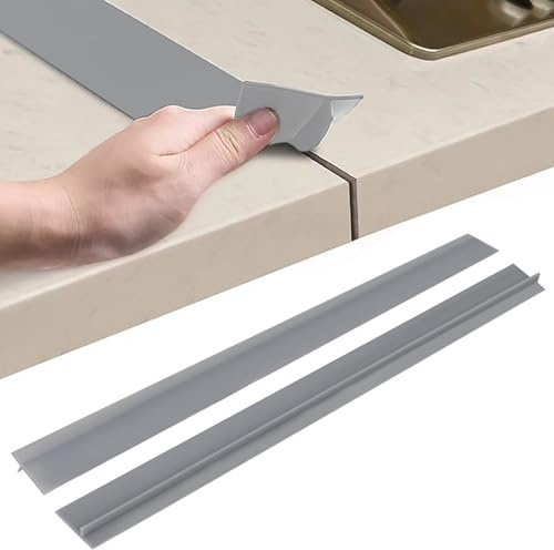Inscrip 2 Stk Arbeitsplatten Verbindungsschiene für Küchen, Platte Arbeitsplatte LückenfüLler, Abschlussleiste Küchenarbeitsplatte, T Profil Spaltfüller,Fugenleiste Arbeitsplatt (Grau, 25 inch)