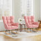 Ckaff Lot de 2 Fauteuil à Bascule, Rocking Chair, Fauteuil Allaitement, Chaise à Bascule Scandinave en Matériau Sherpa avec Pieds en Bois pour Chambre d' Enfant Salon Balcon, Rose
