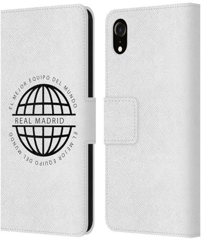 Head Case Designs Offizielle Real Madrid CF Schwarzes Logo Legende Leder-Wallet-Hülle Kompatibel mit Apple iPhone XR
