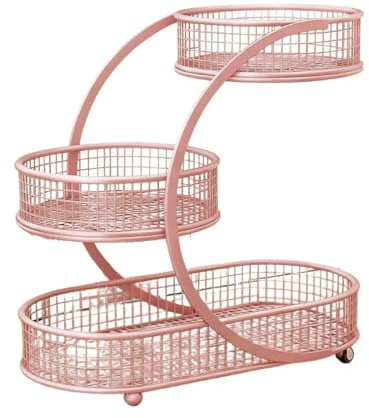 Sharplace , Frutero de Varios Niveles, Cesta para Verduras, Organizador para La Encimera de La Cocina, Mesa Auxiliar, Almacenamiento de Fruta, Rosa