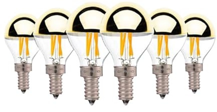 JrEam 6 Stück verspiegelte goldene LED-Glühbirnen E14 E12 G45 4W warmweiß schattenfrei Vintage-Glühfaden Lampada(Non-DIMMABLE E14_WARM White 2700K_4W)