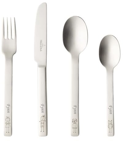 Villeroy & Boch Kinderbesteck ONE, 4-tlg. | Verspieltes Besteckset aus Edelstahl für Kinder mit Figuren am Griff, rostfrei, Geschenk zur Taufe oder Geburtstagsfeier