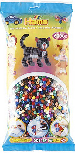 Hama Perlen 205-67 Bügelperlen Beutel mit ca. 6.000 bunten Midi Bastelperlen mit Durchmesser 5 mm im Volltonfarben Mix, kreativer Bastelspaß für Groß und Klein