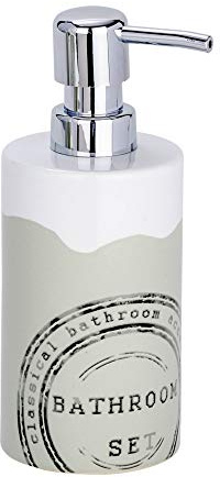 WENKO 21926100 Seifenspender Bathroom Fassungsvermögen 0,31 L, Keramik, weiß, 7 x 8,5 x 18 cm