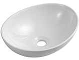 iBathUK Modern Oval Gloss White Countertop Basin Sink Ceramic