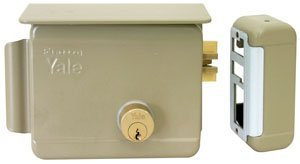 Yale Serratura elettrica da applicare con mandate per cancelli Y68000502 mano sinistra, acciaio verniciato, basso voltaggio, entrata 50 mm