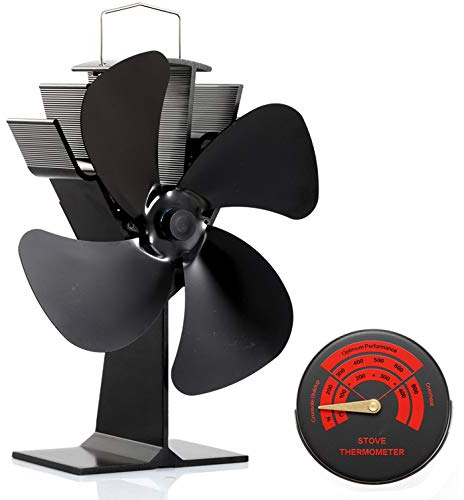Kaminventilator 4 Blätter Kamin Ofen Ventilator, CRSURE Kaminbesteck Stromloser Feuerstelle Kaminöfen Wärmebetriebener Ofenventilator Große Räume für Kaminofen Holzöfen Umweltfreundlich ohne Strom