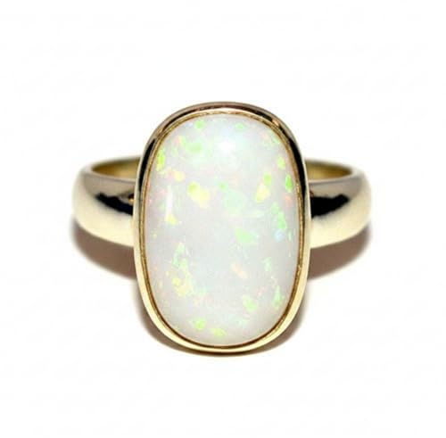 55Carat Sterlingsilber Ring fur Damen, naturlicher echter Opal 7 Karat, ovale Form, verstellbare Grose US 4-13, Edelstein Silber Schmuck Geschenk fur Frauen, Jubilaum Geburtstag